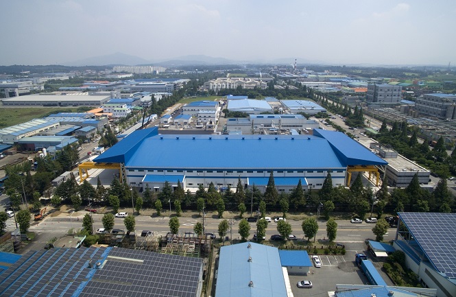 This photo provided by Doosan Fuel Cell Co. on Oct. 19, 2020, shows the company's hydrogen fuel cell plant in Iksan, 250 kilometers south of Seoul.