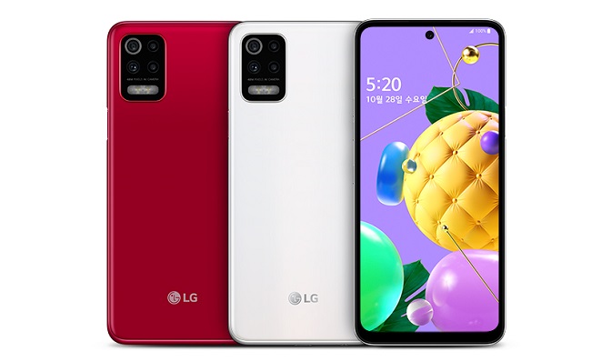 This photo provided by LG Electronics Inc. on Oct. 25, 2020, shows the company's new budget smartphone, the Q52.
