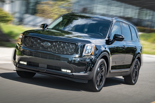 This file photo provided by Kia Corp. shows the Telluride SUV produced in the U.S. for local sale.