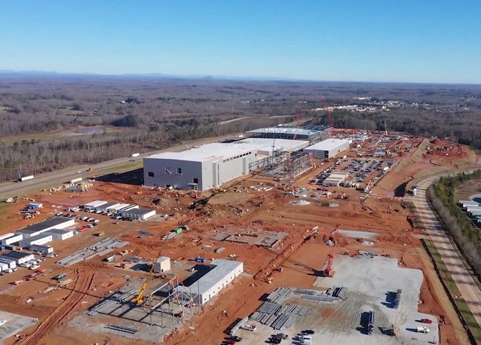 SK Innovation Co.'s electric vehicle battery plant under construction in the U.S. state of Georgia is seen in this photo provided by the company on Aug. 28, 2020.