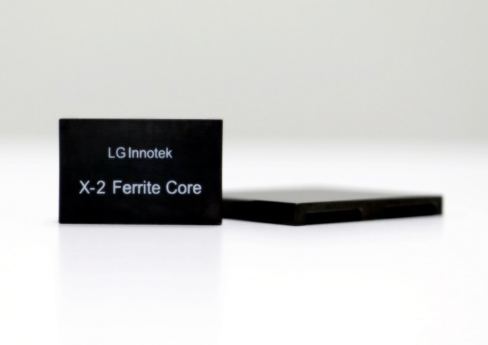 This photo provided by LG Innotek Co. on Oct. 14, 2020, shows the company's high-efficiency ferrite product, the X-2 Ferrite Core, that boasts low power loss.