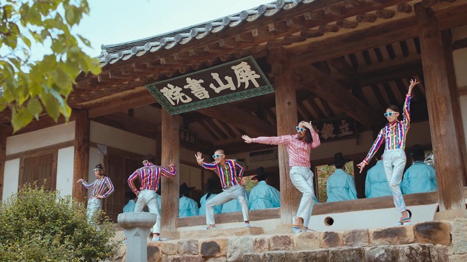 This photo, provided by the Korea Tourism Organization, shows the Ambiguous Dance Company dancers performing in the "Andong" video of the "Feel the Rhythm of Korea" series.