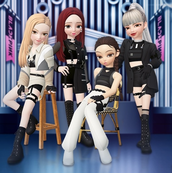 Digital avatars of K-pop girl group BLACKPINK on Naver Z Corp.'s metaverse platform Zepeto are shown in this image provided by the company.