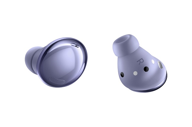 This photo provided by Samsung Electronics Co. on Jan. 15, 2021, shows the Galaxy Buds Pro wireless earbuds.
