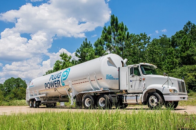 This photo, provided by SK Group, shows Plug Power's hydrogen tank truck.