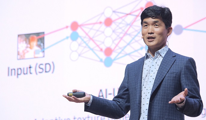 This photo provided by Samsung Electronics Co. on Nov. 3, 2020, shows Sebastian Seung, head of Samsung Research, speaking at the Samsung AI Forum.