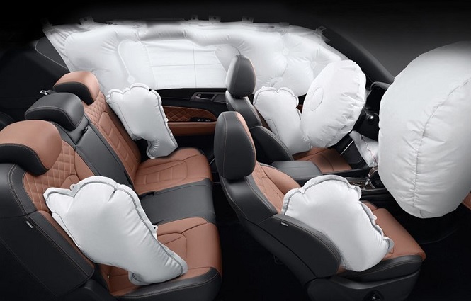 This photo provided by SsangYong Motor Co. shows how airbag system works in the company's flagship G4 Rexton SUV.