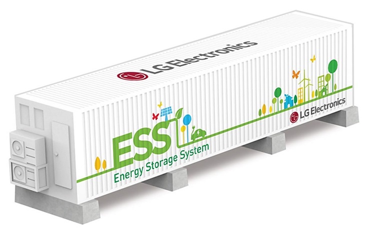 This image provided by LG Electronics Inc. on March 24, 2021, shows the company's container-type energy storage system.