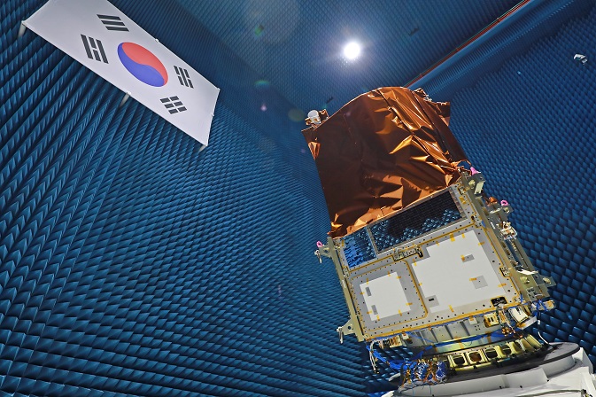 This file photo, provided by the Korea Aerospace Research Institute on Jan. 22, 2021, shows its next-generation midsized observation satellite undergoing testing. 
