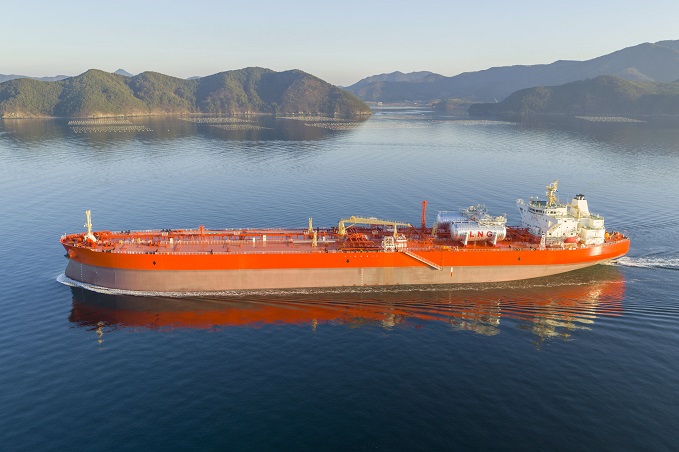 This file photo, provided by Samsung Heavy Industries Co. on Feb. 18, 2021, shows an oil tanker built by the shipbuilder. 
