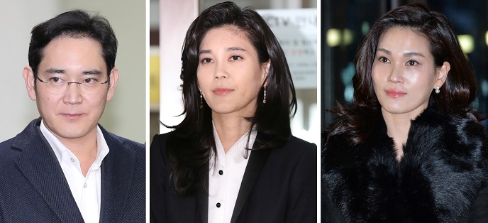 This composite photo shows heirs of Samsung Group. From left to right are Samsung Electronics Vice Chairman Lee Jae-yong, Hotel Shilla CEO Lee Boo-jin and Samsung Welfare Foundation chief Lee Seo-hyun. (Yonhap)