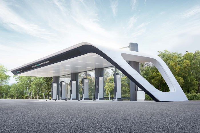 Hyundai Motor Group opens a high-speed electric vehicle charging station in a highway rest area in Hwaseong, 55 kilometers south of Seoul, on April 14, 2021, in this photo provided by the company.