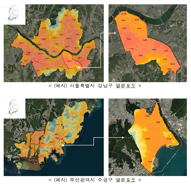 This image provided by the National Disaster Management Research Institute shows newly-developed heat distribution maps.