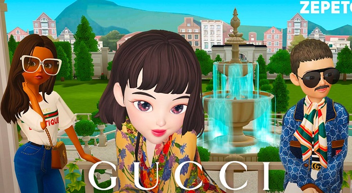 This image provided by Gucci shows the luxury brand's collaboration shops on ZEPETO.