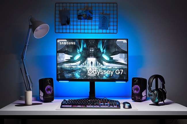 This photo provided by Samsung Electronics Co. on June 21, 2021, shows the Odyssey G70A gaming monitor.