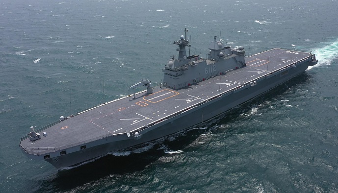 This undated photo, provided by the Navy, shows South Korea's new 14,500-ton amphibious assault ship, Marado.