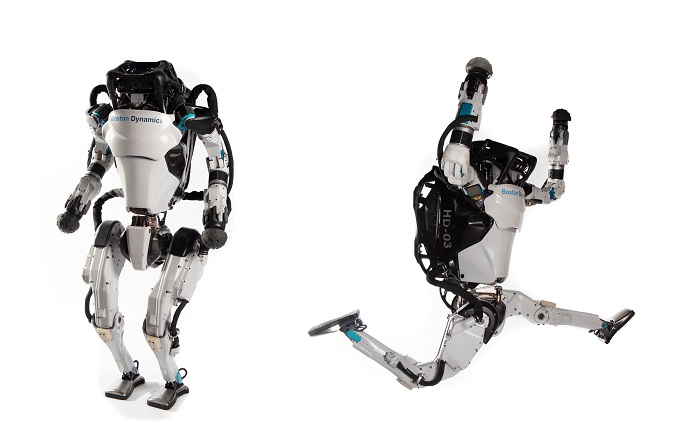 Boston Dynamics's walking robot is seen in this photo provided by Hyundai Motor Group on Dec. 11, 2021, which acquired a 80 percent stake in the U.S. robot startup.