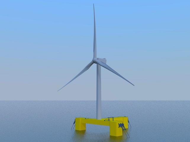 This photo provided by Samsung Heavy Industries Co. on July 19, 2021, shows a floater for offshore power turbines, which was independently developed by the shipbuilder.