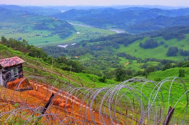 This photo, provided by Gyeonggi Province, shows the Demilitarized Zone dividing the two Koreas.