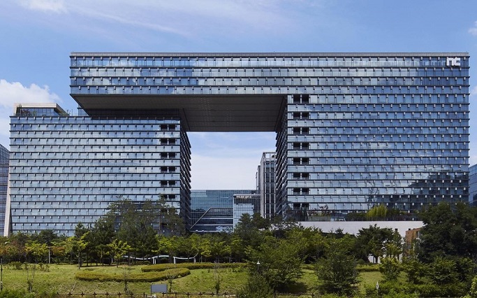 This undated photo, provided by NCSOFT Corp., a major South Korean online and mobile game developer, shows its headquarters, located south of Seoul.