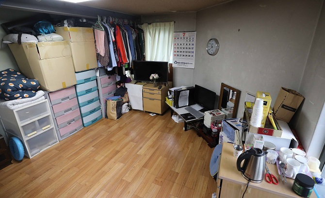This photo taken on July 15, 2021, shows a staff lounge at a Seoul National University dormitory where a sanitation worker was found dead on June 26. (Yonhap)