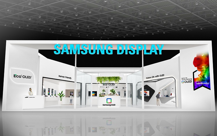 This image provided by Samsung Display Co. on Aug. 24, 2021, shows the company's exhibition booth for IMID 2021. 