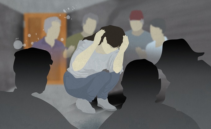 This illustrated image, provided by Yonhap News TV, depicts sexual violence against women.