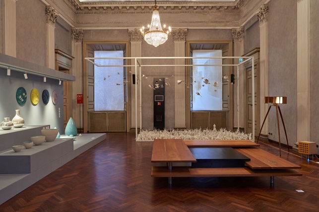 This photo, provided by the Korea Craft and Design Foundation, shows Korean craftworks on display at the Palazzo Litta in Milan, Italy.