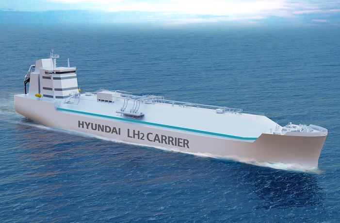 This image provided by Hyundai Heavy Industries Group on Sept. 15, 2021, shows a conceptual image of the group's liquefied hydrogen carrier being developed by the group.