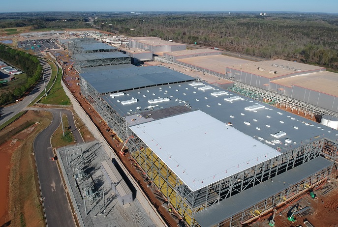 SK Innovation Co.'s battery factory under construction in the U.S. state of Georgia is seen in this file photo provided by the company on Sept. 28, 2021.