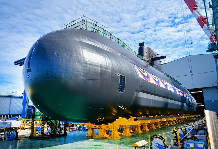 This photo, provided by the Navy on Sept. 28, 2021, shows South Korea's new 3,000-ton-class submarine, the Shin Chae-ho.