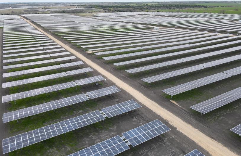 Hanwha Q Cells's solar power plant in Fannin County, Texas, is seen in this photo provided by the company on Sept. 30, 2021.