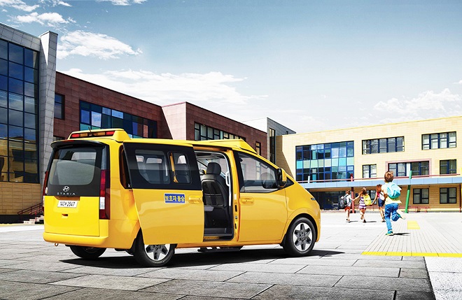 This photo, released by Hyundai Motor Co., shows the carmaker's Staria Kinder, a school bus for children, released on Oct. 7, 2021.