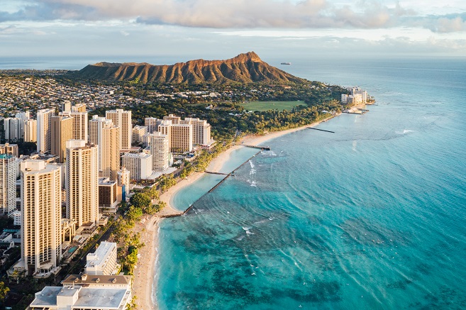 This file photo provided by Korean Air shows a beach of Honolulu, Hawaii.