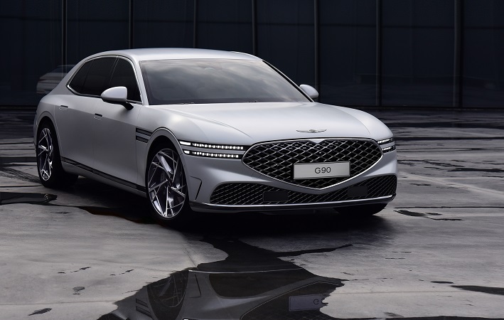 This file photo provided by Genesis shows the front design of the new G90 sedan.