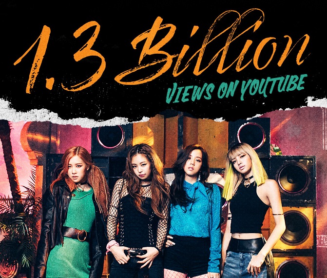 This image provided by YG Entertainment is a poster featuring BLACKPINK, whose music video for the hit song "Boombaya" surpassed 1.3 billion views on YouTube on Nov. 1, 2021.