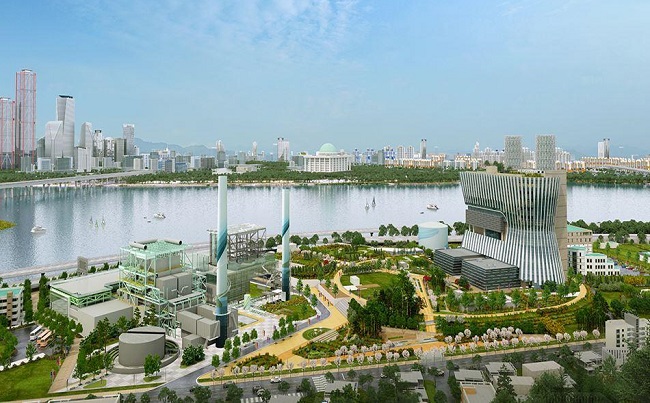 This photo provided by the Seoul's Mapo Ward office shows a bird eye's view of the new Seoul Power Plant.