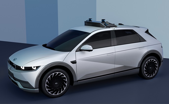 This photo, provided by Hyundai Motor Co. on Nov. 25, 2021, shows its electric self-driving IONIQ 5 SUV.