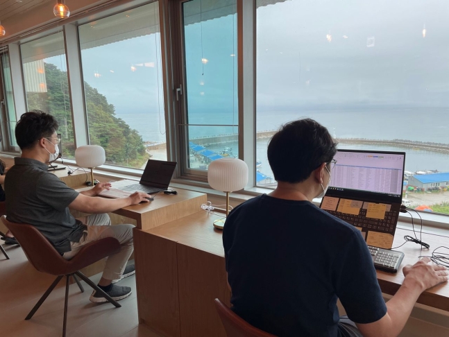This photo provided by Hanwha Life Insurance Co. shows the company's Remote Workplace.