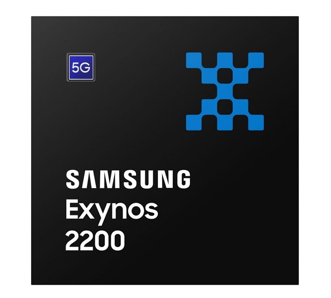 The image provided by Samsung Electronics Co. on Jan. 18, 2022, shows its new mobile application process, the Exynos 2200.