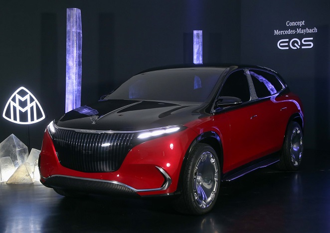 This file photo provided by Mercedes-Benz shows the Concept Mercedes-Maybach EQS, the first electric model of its luxury Maybach brand.