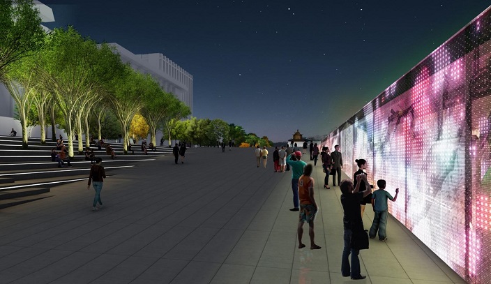This image, provided by the Seoul city government, illustrates a media art wall that will be installed at Gwanghwamun Square after it is redesigned. 