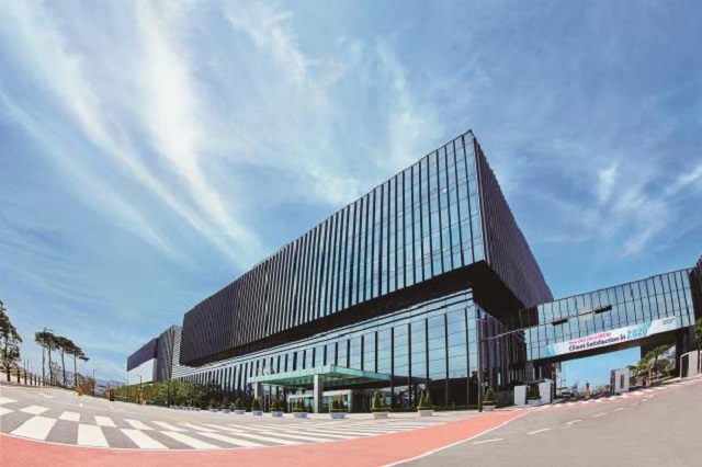 This undated photo, provided by Samsung Biologics, a biopharmaceutical unit of South Korea's top conglomerate, Samsung Group, shows its third plant in Songdo, south of the western port city of Incheon. 