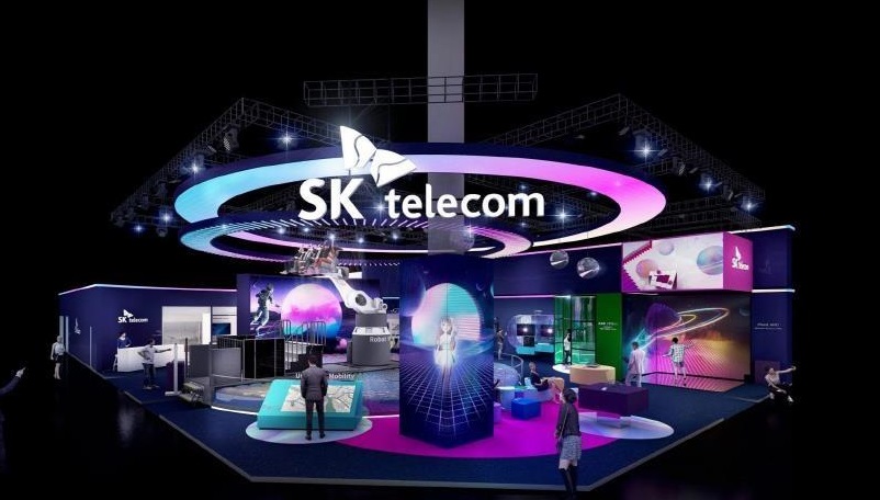 This photo, provided by SK Telecom Co. on Feb. 20, 2022, shows an image of the company's planned exhibition booth at the Mobile World Congress 2022 in Spain, to be held from Feb. 28.