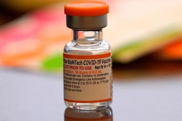 This undated image, provided by Pfizer Inc., shows its COVID-19 vaccine for children aged between 5 and 11.