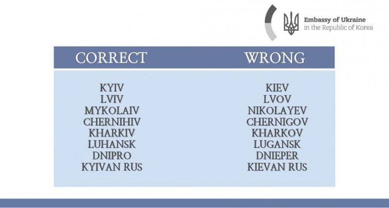 S. Korean Gov’t Mulls Simultaneous Use of Ukrainian-version Spelling for its Cities