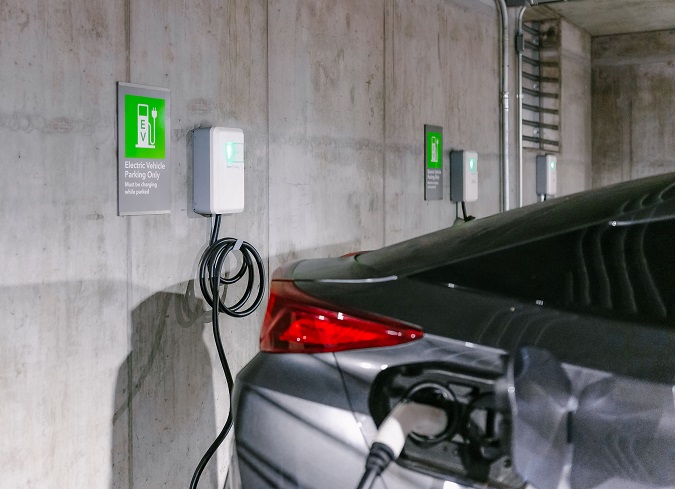 This photo shows an EV charging equipment run by EverCharge Inc., as provided by SK E&S Co. on March 24, 2022.