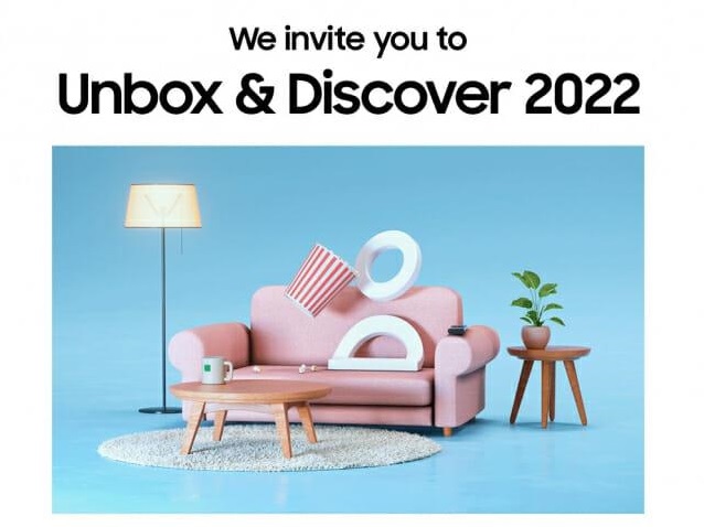 This image captured from Samsung Electronics Co's website on March 25, 2022, shows the Unbox & Discover 2022 online event set to take place on March 30.