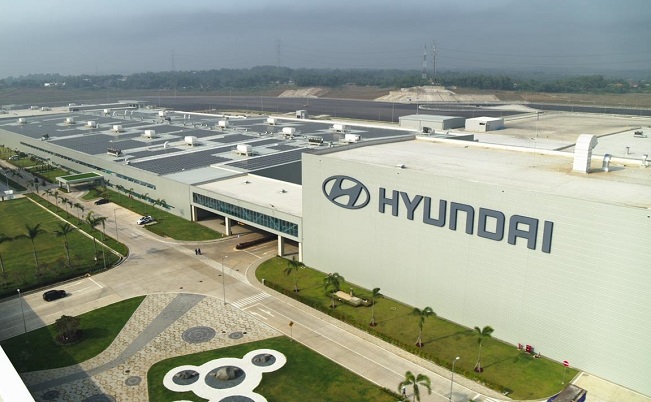 This photo provided by Hyundai Motor Co. shows its Indonesian production plant. 