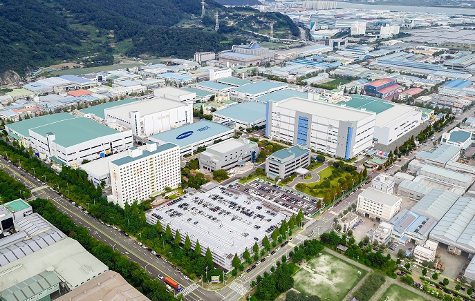 This photo provided by Samsung Electro-Mechanics Co. shows its plant in Busan.